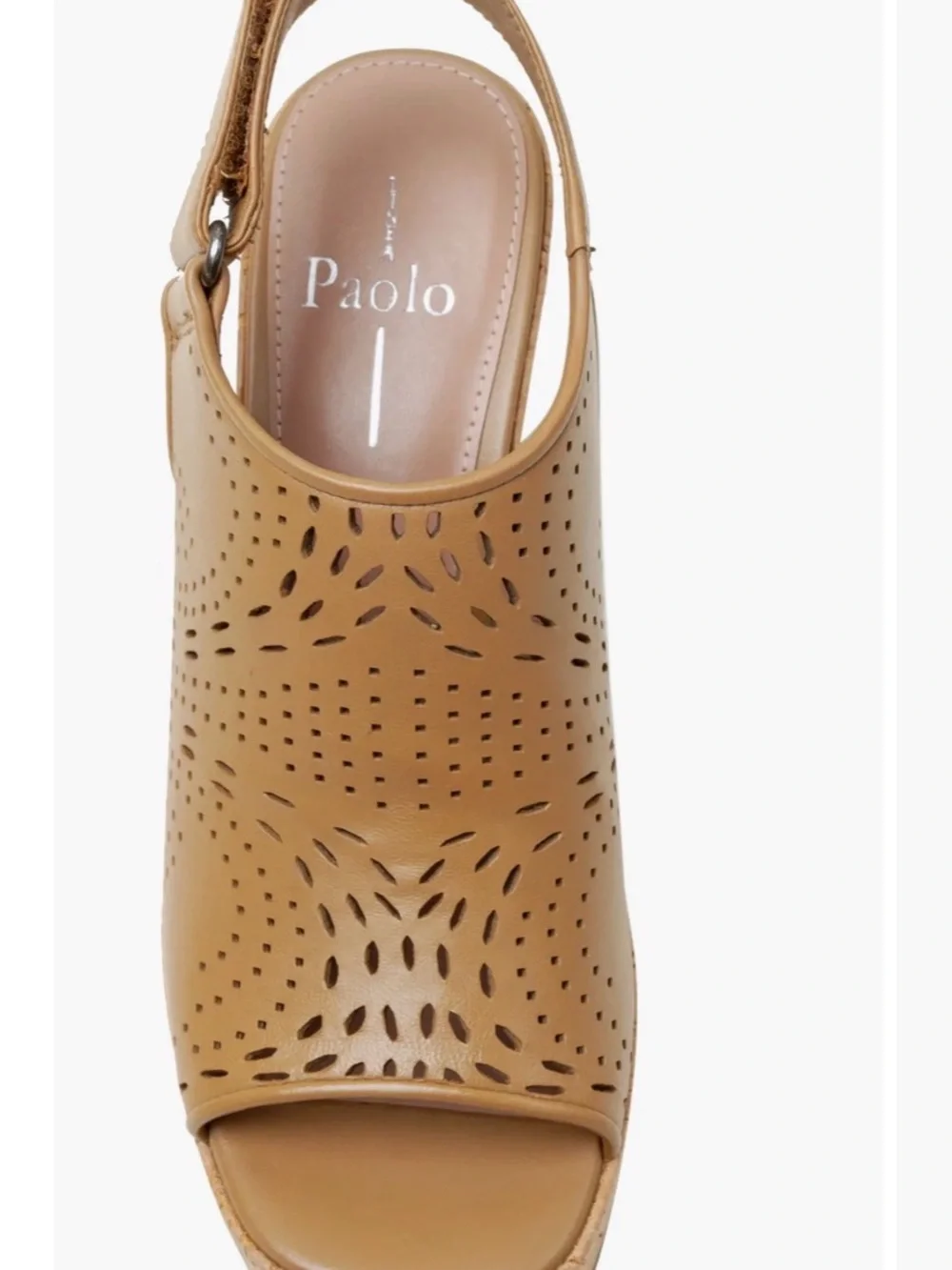 Paolo Tan Perforated napa leather Cork Wedge Sandal